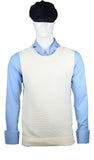 Men Sleeveless Sweater Vest Cotton Knitted (8005 white)