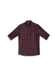Orange-lined checkered 3/4-sleeve shirt 1022