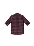 Orange-lined checkered 3/4-sleeve shirt 1022