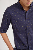Patterned Navy 3/4-sleeve shirt 1063