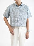 Light Blue Patterned Short Sleeve Shirt 4304