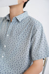 Light Blue Patterned Short Sleeve Shirt 4304