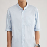 Plain Light blue or Grey 3/4-sleeve shirt 1044