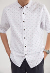 Patterned White 3/4-sleeve shirt 1050