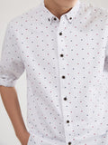 Patterned White 3/4-sleeve shirt 1050