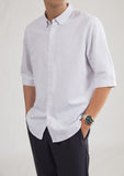 Patterned white 3/4-sleeve shirt 1067