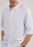 Patterned white 3/4-sleeve shirt 1067